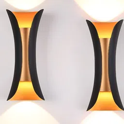 DENICRAAS Black & Gold-Toned 2 Pieces Textured Metal Abstract Shaped Wall Lamp-picture-36