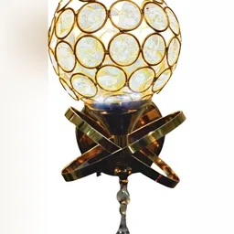 DENICRAAS Gold-Toned & Beige Textured Metal Contemporary Spherical Shaped Wall Lamp image 3