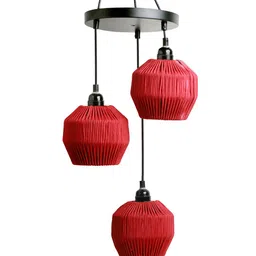 ExclusiveLane Cotton Lustres Handwoven Adjustable Chandelier With Hanging Lamp image 3