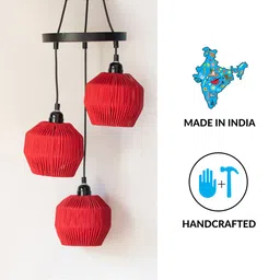 ExclusiveLane Cotton Lustres Handwoven Adjustable Chandelier With Hanging Lamp image 5