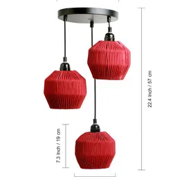 ExclusiveLane Cotton Lustres Handwoven Adjustable Chandelier With Hanging Lamp image 2