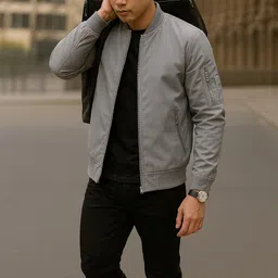 me montera india elevate your style Men Solid Bomber Jacket image 1