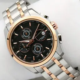 lucifer Stylish chronograph date display water resistant double tone foldover lock Analog Watch - For Men TSTBLACK ROSE1 image 5