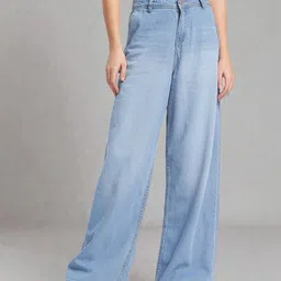 guti Women Flared High Rise Blue Jeans-picture-20