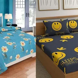 alcotex Cotton Double Flat 240 TC Abstract Bedsheet-picture-25