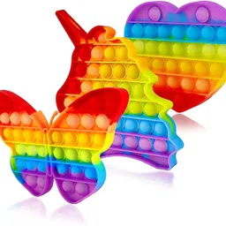 viboton (3 pack ) Pop It Fidget Toys, Push Pop Bubble Fidget Sensory Toy,Autism Silicone Stress Relief Toy,Great Fidget Toy Sensory Toys Gifts for Girls Boys Kids Adults (Rainbow Unicorn+heart+butterfly)-picture-13