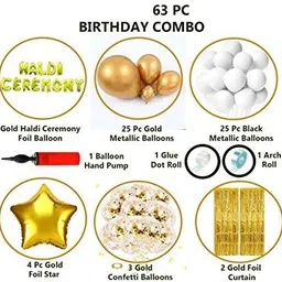 krido Gold Haldi Ceremony Foil Balloon with Gold Star&Foil Curtain Combo image 3