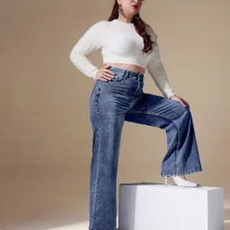 miss chase Women Relaxed Fit High Rise Blue Jeans image 2