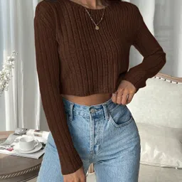 drfashion Casual Regular Sleeves Self Design Women Blue Top image 1