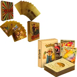 woyr 110 PC Golden Pokemon and Naruto Itachi Sasuke Playing Card Game|Pokemon Cards image 1