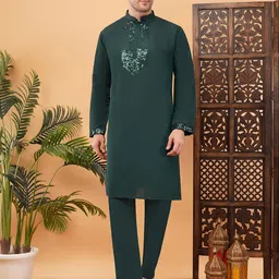 adhirajan Men Pure Cotton Kurta Pyjama Set image 2