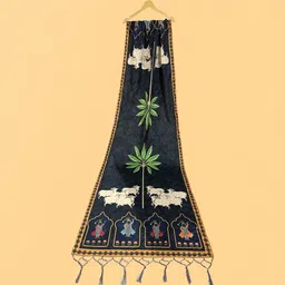 bloviate Silk Blend Printed, Applique Multicolor Women Dupatta-picture-11