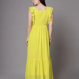 aayu Women Fit and Flare Yellow Midi/Calf Length Dress image 2
