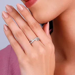 GIVA 925 Sterling Silver Rhodium-Plated CZ-Studded Finger Ring image 2