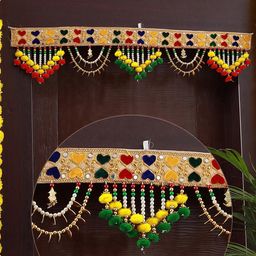 TIED RIBBONS Beige & Yellow Traditional Wall Door Hanging Bandhanwar Toran-picture-7