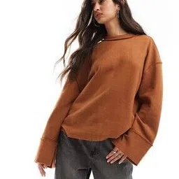 asos design Supersoft Exposed Seam Sweat Pullover with Deep Cuffs-picture-34