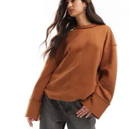 asos design Supersoft Exposed Seam Sweat Pullover with Deep Cuffs image 1