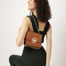 fastrack Women Quilted Sling Bag with Chain Strap image 1