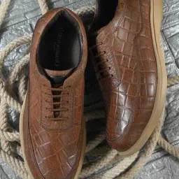 carlo romano Men Croc-Embossed Lace-Up Shoes image 1