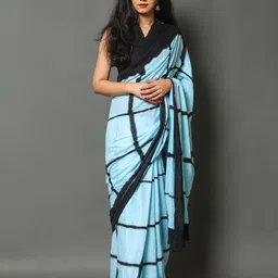 NIKHILAM Checked Pure Cotton Handloom Bagru Saree-picture-31