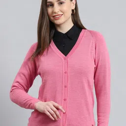 Monte Carlo Cardigan V-Neck Full Sleeves Woolen Straight Sweaters-picture-25