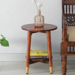 woodsworth from pepperfry Alder Solid Wood End Table In Scratch Resistant Honey Oak Finish image 1