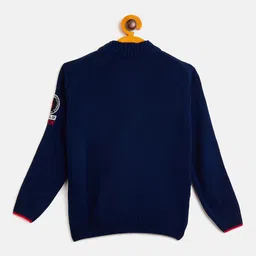 Duke Boys Navy Blue & Red Printed Cardigan image 3