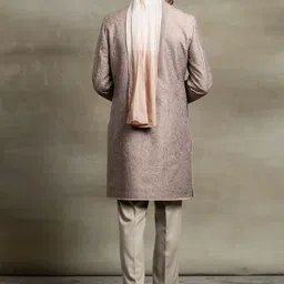 Tasva Men Pink Thread Embroidered Pure Silk Sherwani Set image 3