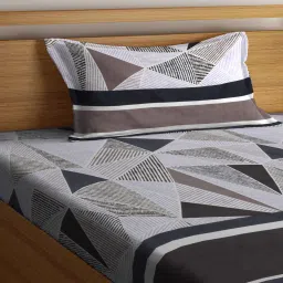 klotthe Multicolor Geometric 300 TC Cotton Fitted Single Bedsheet with 1 Pillow Cover image 3