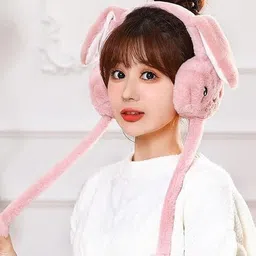cataloon Rabbit Bunny Design Soft Foldable Ear Moving Earmuff for Girls & Kids New-15 Ear Muff image 3