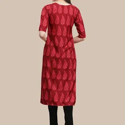 7threads KALINI Women Red & White Floral Printed Crepe Pack of 2 Kurta image 5