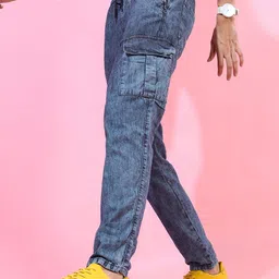 HIGHLANDER Men Blue Tapered Fit Clean Look Stretchable Heavy Fade Jeans image 5