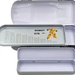 poksi Car Shape Metal Pencil Box for Kids | Robot Design Stationery Storage Case for B oys & Girls Art Metal Pencil Box image 2