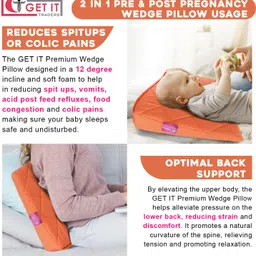 get it Mutli Purpose Wedge Pillow, Removable cover with Zip Breastfeeding Pillow image 3