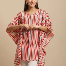 Fabflee Striped Notch Neck Kaftan Top-picture-10