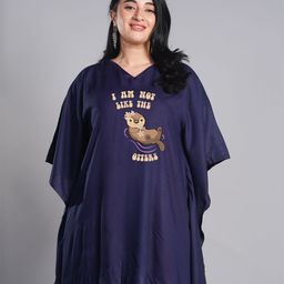 LetsDressUp Printed V-Neck Panelled Kaftan Plus Size Kurti-picture-4