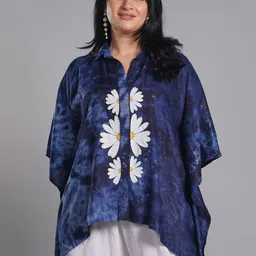 LetsDressUp Floral Printed Shirt Collar Kimono Sleeve Kaftan Top-picture-31