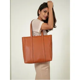 Toteteca Women Unlined Tan Solid Tote Bag-picture-31