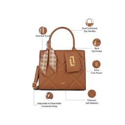 Lavie Luxe Tan Synthetic Leather Textured Handbag with Detachable Strap image 2