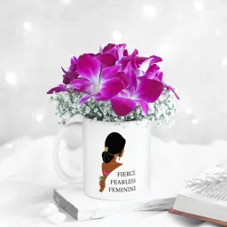 Joyful Orchids In Mug For Fearless Woman image 2