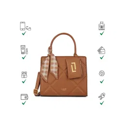 Lavie Luxe Tan Synthetic Leather Textured Handbag with Detachable Strap image 5