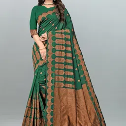 Om Shantam Sarees Woven Design Zari Banarasi Saree image 1