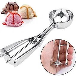 k buyz Stainless Steel Ice Cream Scoop with Trigger – Heavy Duty Dessert Server Kitchen Scoop image 2