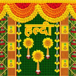 sanskriti Decorative Haldi Fabric Backdrop 5x8 FT, Multi Color, Haldi Ceremony, Wedding-picture-39