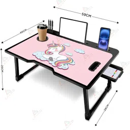 hevenq Foldable with Pen Holder,Cup Holder Wood Portable Laptop Table image 2