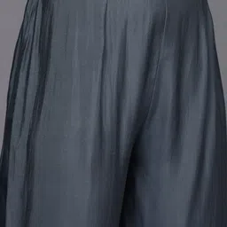 Varanga Women Grey Ethnic Motifs Yoke Design Mirror Work Kurta with Trousers & With Dupatta image 3