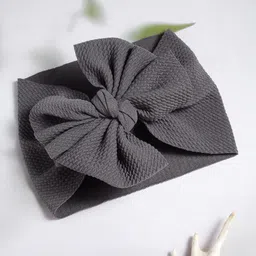 Babymoon Girls Grey Textured Bandana Headbands With Bow-picture-17