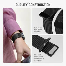 DailyObjects Black Stainless Steel Magnetic Milanese Loop Apple WatchBand image 2