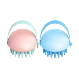 Kuber Industries Set Of 2 Hair Massager Shampoo Brush For Dandruff - Pink & Blue image 1