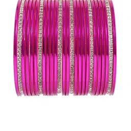 NMII Set Of 26 Zircon Studded & Glossy Finished Metal Bangles-picture-16